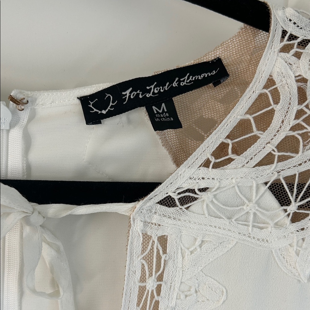 For Love And Lemons x Revolve White Long Sleeve Scoop Neck Dress | M - Picture 4 of 7